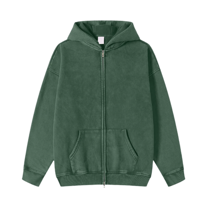 Snow Washed Zip-Through Hoodie